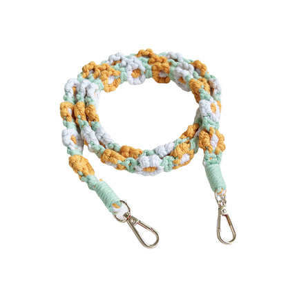 Bohemian Handmade Woven Daisy Flower Crossbody Handbag with Mobile Phone Chain Lanyard Keychain