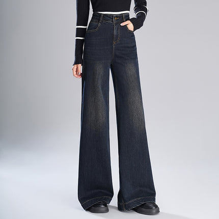 Authentic Wide-Leg Jeans for Women 2025 Spring New High-Waisted Slimming Drape Versatile Straight-Leg Floor-Length Pants
