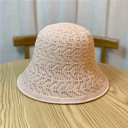 New Sunscreen Hat Women's Summer Hollow-out Breathable Sun Hat Japanese Style Sweet Fisherman Showing Face Small Straw Hat