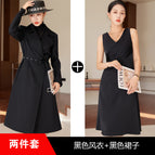 Black suit black dress / S
