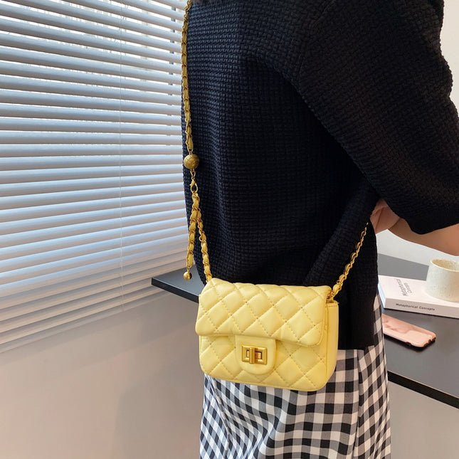 This Year's New Fashion Casual Simple Niche Popular Quilted Chain Lock Crossbody Shoulder Bag Mini Small Square Bag