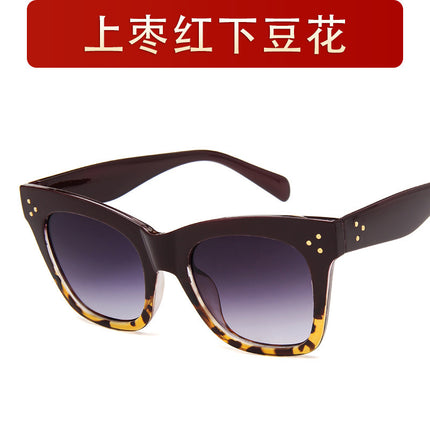 Rain European and American Fashion Large-Frame Sunglasses for Men and Women, Personalized Trendy Sunglasses, Studded Sunglasses 9768