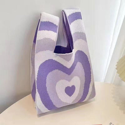New Ins Bag Knitted Handbag Large Capacity Bucket Bag Versatile Daily Work Clothing Tote Bag Female Souvenir