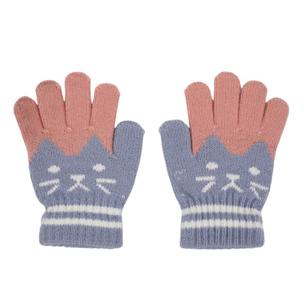 Winter Kidsren's Gloves Are Warm and Velvet to Prevent Cold. Primary School Students Write Boys and Girls Baby Sets Jacquard Gloves Kittens