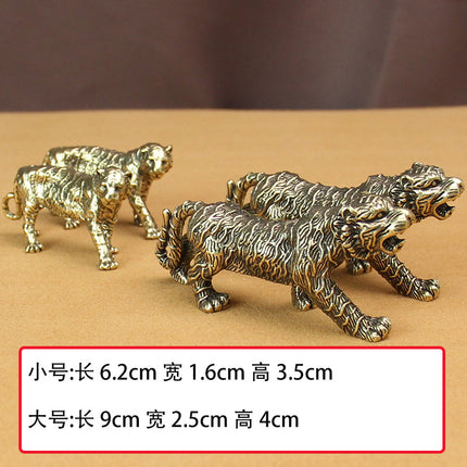 Pure Brass Leopard Desktop Ornaments Office Lucky Leopard Vintage Style Play Tea Pet Small Ornaments Hand Handle