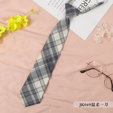 jk Japanese Style Plaid Women's Collar Flower Black Tie Collar String College Style Ribbon Bow Shirt ins Sailor Suit
