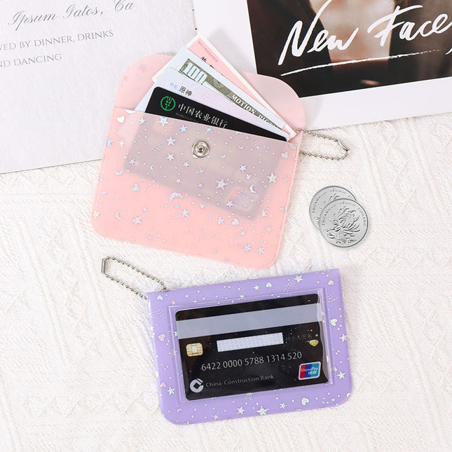 Couple Bestie Style Pvc Mini Coin Purse Laser Galaxy Small Card Holder Key Id Storage Portable Ins Style