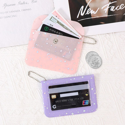 Couple Bestie Style Pvc Mini Coin Purse Laser Galaxy Small Card Holder Key Id Storage Portable Ins Style