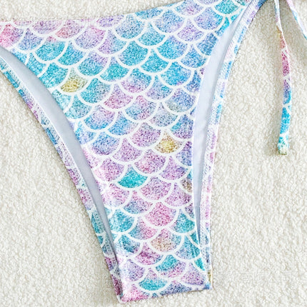 2024 new hot mermaid printed halter swimsuit split female AliExpress sexy beach swimsuit bikini