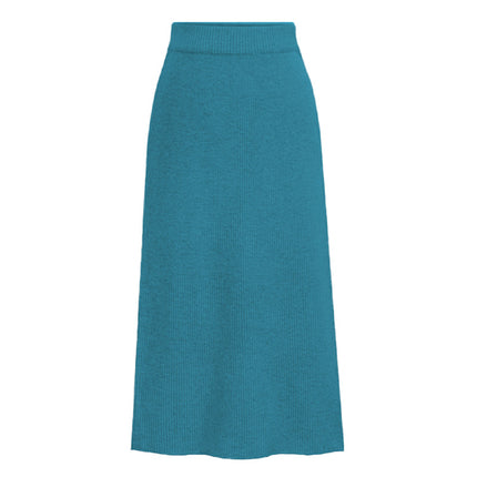 Cross-border Amazon European and American size skirt autumn and winter high waist back slit solid color woolen A- line skirt one-step skirt