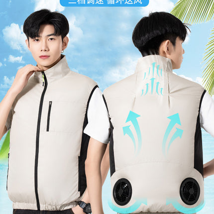 New Cooling Vest Sleeveless Air-conditioning Suit Summer Outdoor Heat Prevention and Cooling Work Clothes Labor Protection Fishing Clothing Cross-border Batch
