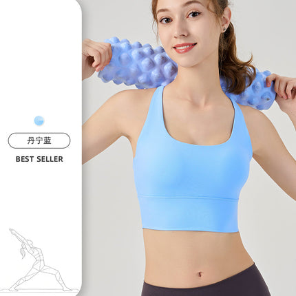 Sports Vest Women's Shock-Proof Anti-Sagging Removable Chest Pad Yoga Wear Bra Sexy Cross Back Sports Bra