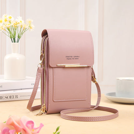 New Mobile Phone Bag Women's Korean-style Fashionable Multifunctional Crossbody Shoulder Bag Zipper Solid Color Simple Mini All-match Wallet