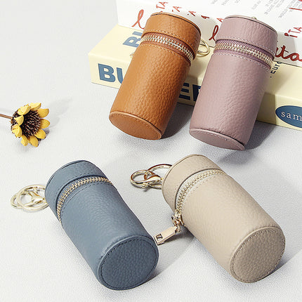 New Genuine Leather Key Bag Coin Earphone Line Storage Port Red Bag Mini Small Pendant Keychain Head Layer Cowhide