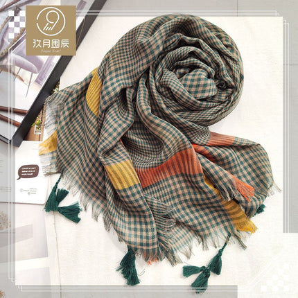 Foreign trade surplus goods clearance pick up multi-style cotton and linen scarf women's scarves literary retro long shawl scarf women