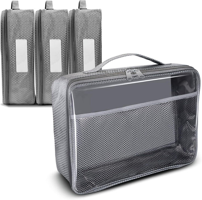 2025 Cross-Border New Product Amazon Factory Direct Sale Pvc Zipper Mesh Storage Bag Set for Travel Storage