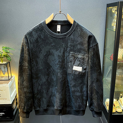 American-style Heavy Sweater Men's Round Neck 2024 New Spring and Autumn Clothing Casual Trendy Brand Duffy Handsome Long-sleeved Pullover Base Shirt