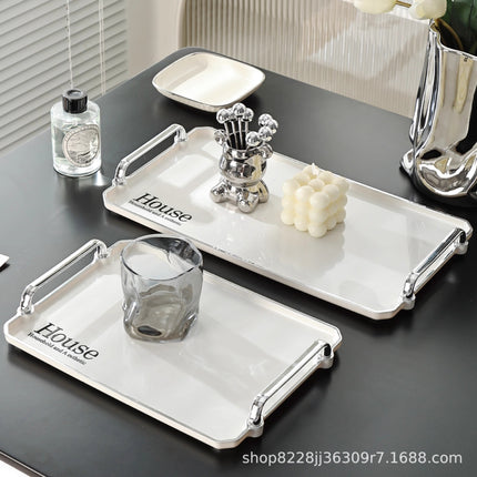 Tea Tray Light Luxury High-end 2023 New Cup Water Cup Rectangular Tray Home Beauty Salon Living Room Coffee Table