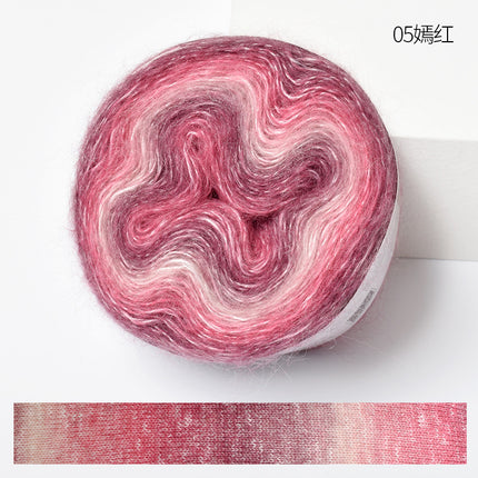 Warm color fancy gradient mohair long segment dyed mohair fine thread crochet sweater silk young mohair wool ball