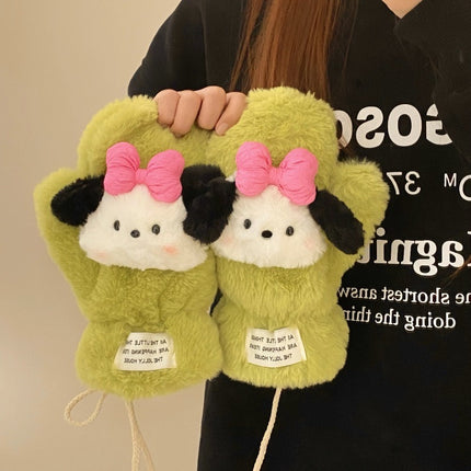 Cartoon Sweet Girl Pink Cat Scarf Winter Warm Thickeneded Cute Plush Windproof Student Scarf White