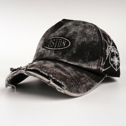 Korean Trendy Brand Lettered Ripped Denim Baseball Cap, Unisex, Fashionable and Versatile, Makes the Face Look Smaller