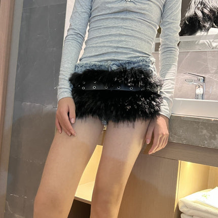 New Rabbit Fur Belt D. I .A OOTD Mao Mao Belt Europe and America Cross-border Hot Sexy Spice Girl Waist Cover Wide Belt