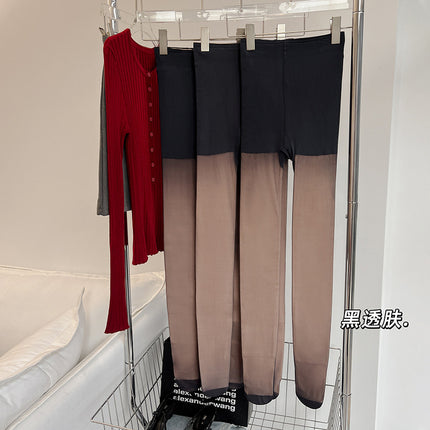 fleece-lined thickened skin-transparent photosensitive leg artifact two optional soft skin-friendly warm slim natural ladies pantyhose
