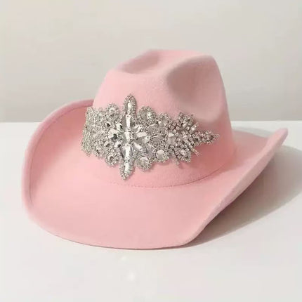 Solid Color Light Board Felt Western Cowboy Hat Outdoor Autum Hat Women's Simple French Hat Men's High-End