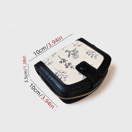 New Women's Short Wallet Cute Cartoon Flowers and Plants Multi-Card Slot Zipper Coin Purse Card Holder Women's Foreign Trade Hot Trend