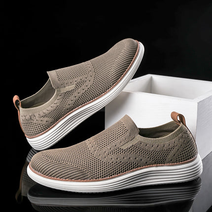 Cross-Border Large Size 2025 Summer New Slip-On Lightweight Fly-Knit Casual Sports Shoes Men's Running Shoes Sneakers