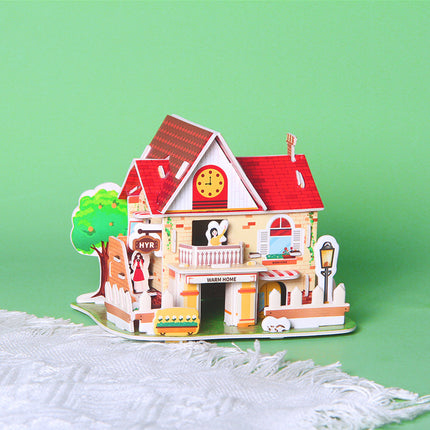 Paper 3D Stereo Puzzle Education School Model DIY Handmade Kidsren's Educational Toys Girls Kindergarten Wholesale