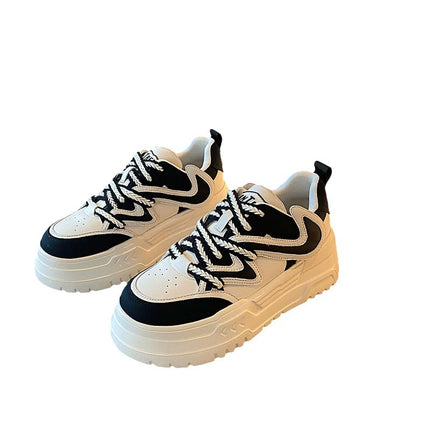 Genuine Leather White Sneakers for Women 2025 Spring and Autumn Versatile Thick-Soled Height-Increasing Casual Sports Sneakers Trendy Comfortable Versatile