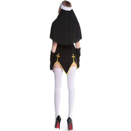 S-Xl Halloween Nun Clothes Adult Female Cross Cos Performance Clothes Nun Performance Clothes Game Uniforms