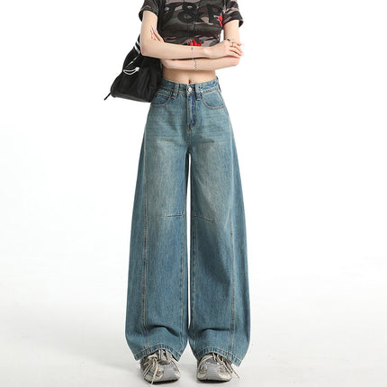 Vintage Machete Wide Leg Jeans Women's 2025 Summer New Style Straight Loose High Waist Slimming Sickle Mop Pants