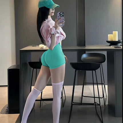 DFY Sports Belly Riding Tights Peach Hip Yoga Three-point Shorts Low Waist Tight Hip-lifting Sports Shorts