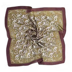 Cashew bean green silk scarf / 68X68