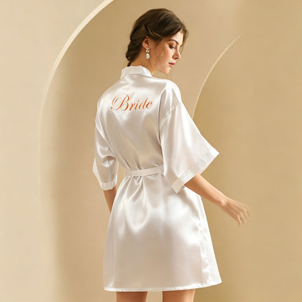 bride Gown morning Gown Lady nightgown wedding makeup bridesmaid group wedding kimono imitation silk cardigan bathrobe