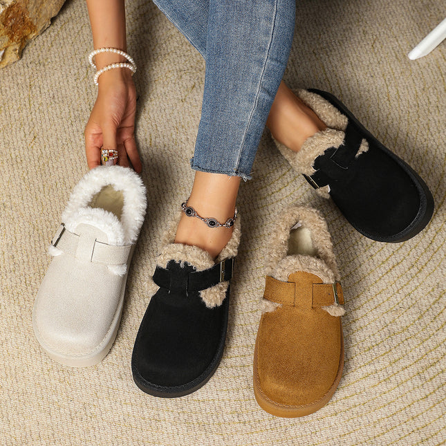 2026 Cross-Border Fashion Autumn and Winter Style Buckle Warm Snow Boots for Women Casual Export Temu Cross-Border New Cotton Shoes for Women