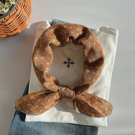 2025 Spring and Summer New Cotton Small Square Soft Printed Scarf Neck Protecting Small Scarf Sunscreen Headscarf Hair Belt Women