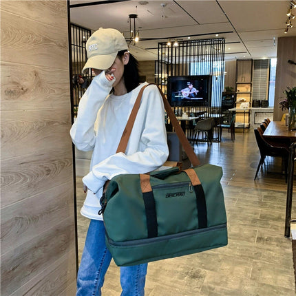 New Style Travel Bag for Women, Waterproof, Large Capacity, Dry and Wet Separation, Gym Bag, Can Be Attached to Trolley, Portable Storage Bag