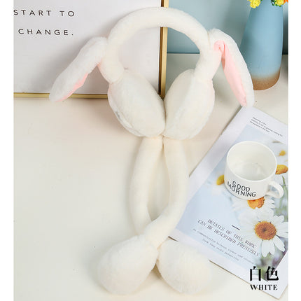 Cute Rabbit Moving Ears Children's Earmuffs Plus Velvet Thickened Cold-proof Warm Student Earmuffs Internet-famous Cartoon Ear Bag