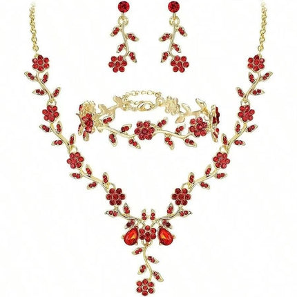 New Cross-Border Wholesale Bridal Rhinestone Water Drop Necklace and Earrings Jewelry Set for Women's Evening Dress Accessories