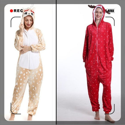 Mixed batch autumn and winter flannel adult cartoon conjoined animal pajamas butterfly Christmas deer home clothes toilet wholesale