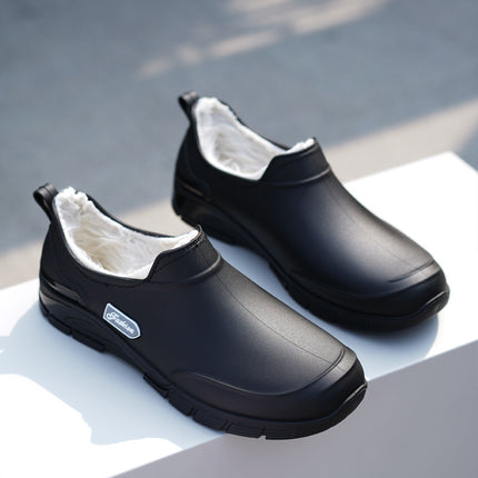 Men's Short Rain Boots, Non-Slip, Waterproof, Fashionable Rain Boots, Velvet Warm Rubber Shoes, Fishing Short-Tube Work Water Shoes, Overshoes