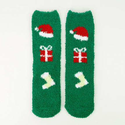 Autumn and winter new Christmas socks coral velvet socks cartoon elk half velvet socks sleep floor socks cross-border wholesale