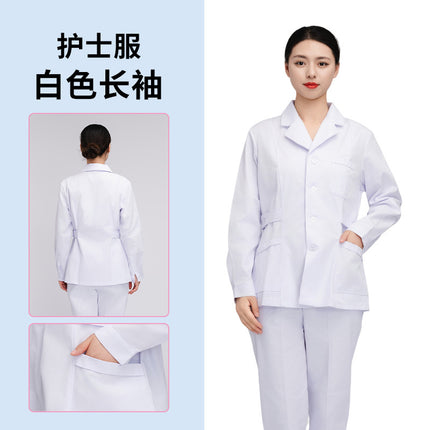 Women's Nurse Uniform Set, Spring and Autumn Long-Sleeved Hospital Beauty Salon Clinic Dental Nurse Uniform, Two-Piece Workwear