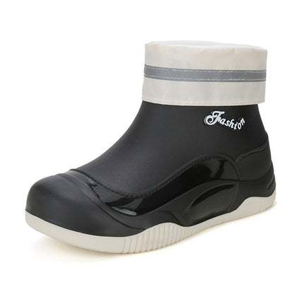 Foreign Trade Women's Rain Boots Short Outer Wear Waterproof Rain Boots fleece-lined Water Shoes Kitchen Car Washing Work Non-slip Wear-resistant Rubber Shoes