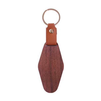 in stock Homestay Creative Leather Wooden Keychain Couple Keychain Creative Car Pendant