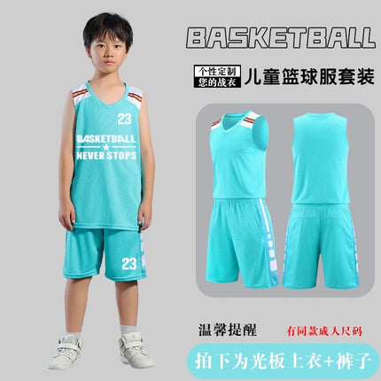 Children's Basketball Uniform Set Men's Basketball Team Uniform Jersey Basketball Training Camp School Sports Meeting Children's Basketball Team Uniform Number Printing