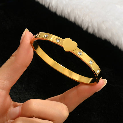Titanium Steel Bracelet Does Not Fade, Diamond-Encrusted Real Gold Electroplated 18K Gold Stainless Steel Bracelet Douyin Cross-Border Same Style